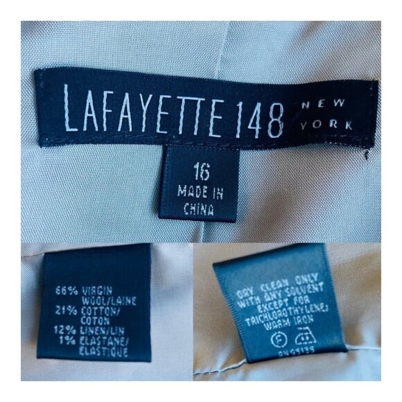 Lafayette 148 New York Womens Blazer Jacket Size 16 Virgin Wool Blend Beige - Picture 4 of 9